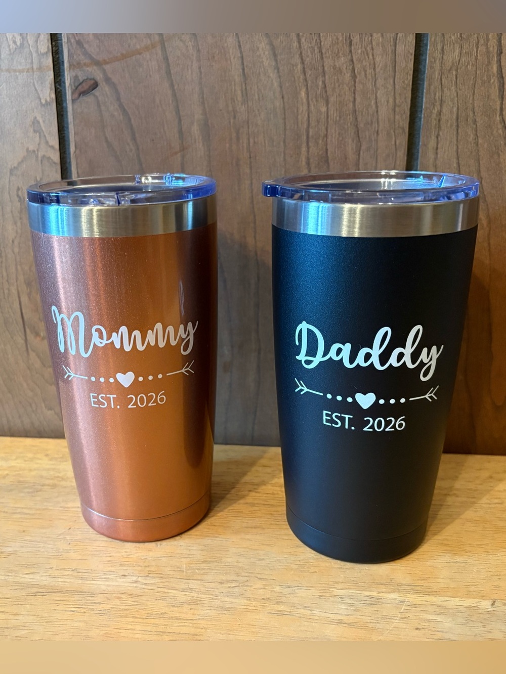 Daddy and Mommy Est 2026 Travel Mug Tumbler